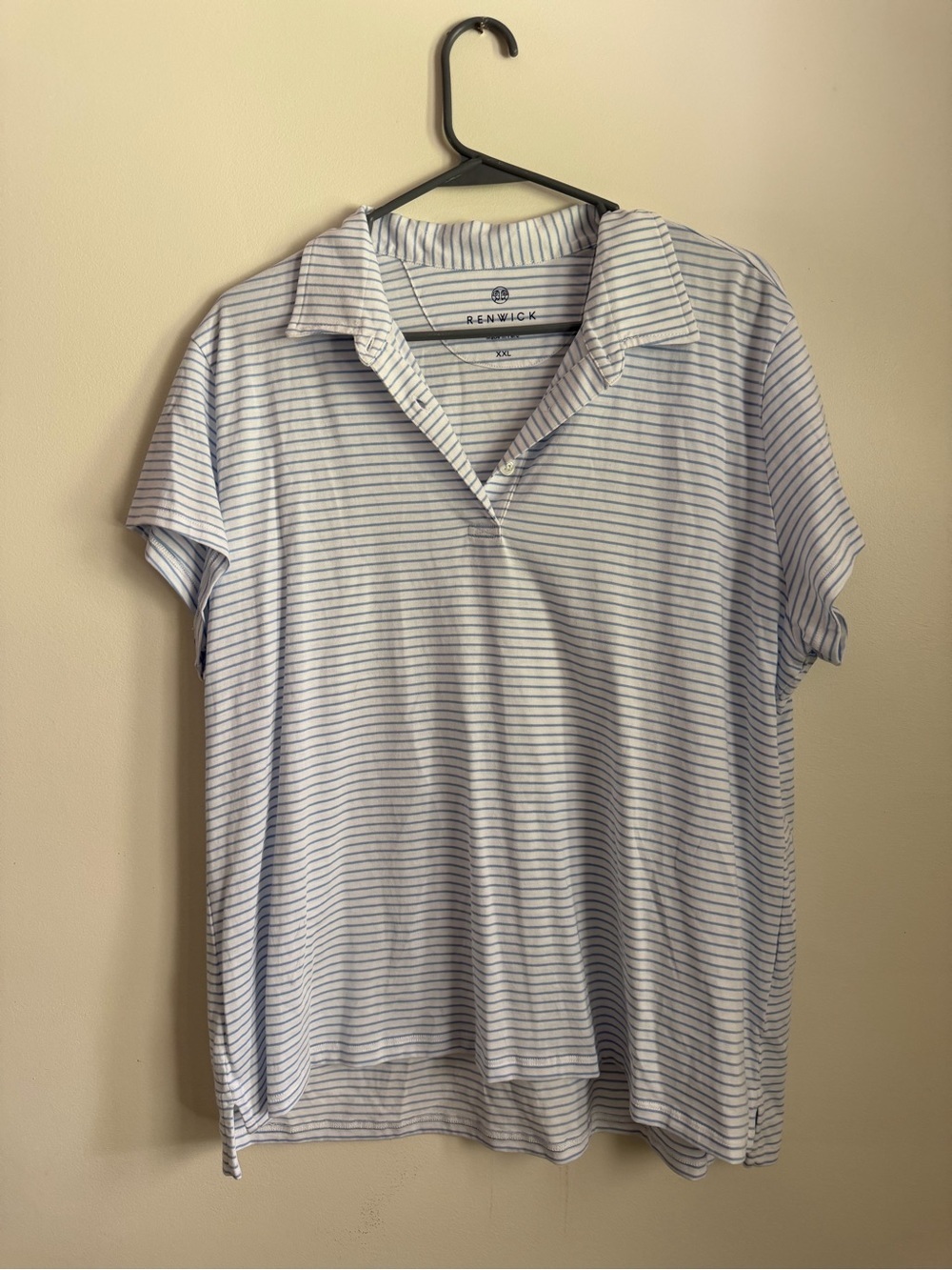 Renwick Pima Cotton Polo XXL Blue Stripe Short Sleeve Preppy Golf Top